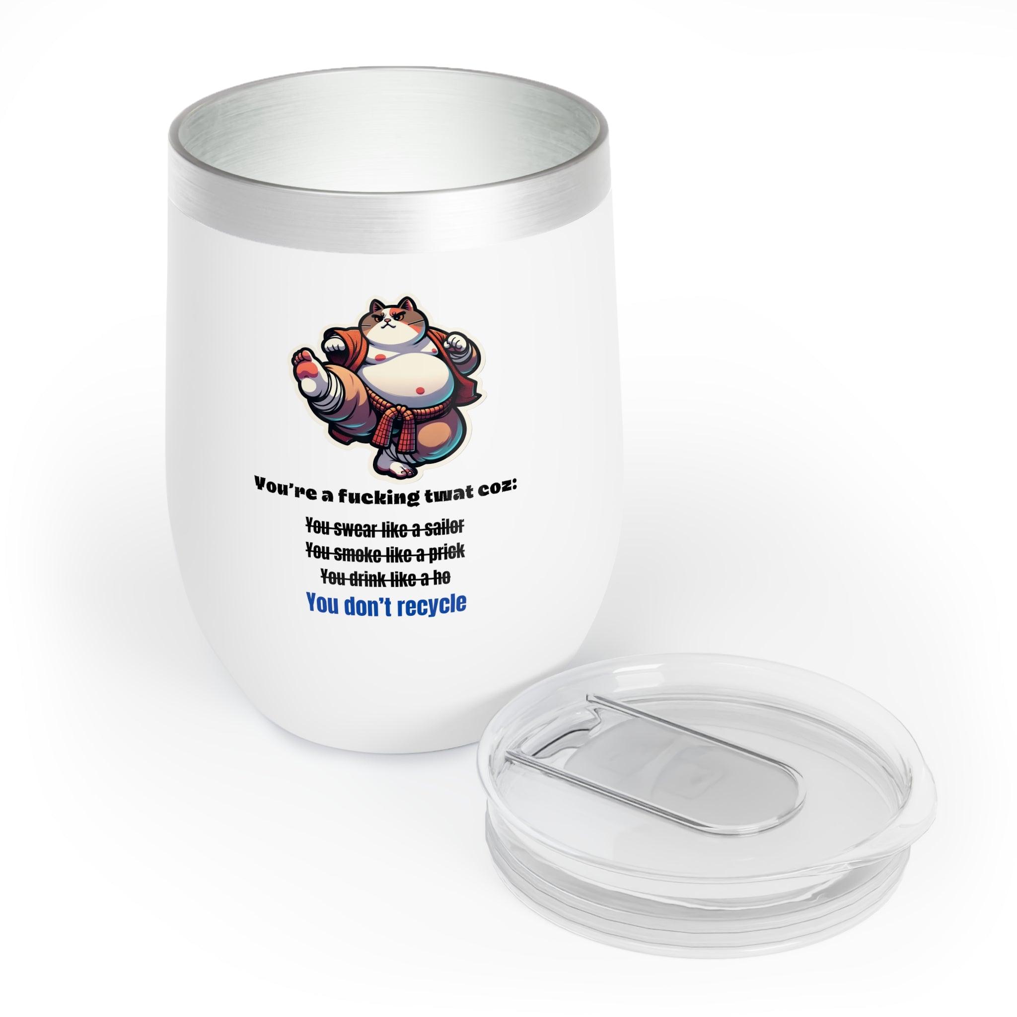 Dojo Cat Chill Wine Tumbler - Eco Humour, Sip Responsibly - Print Me Happiness