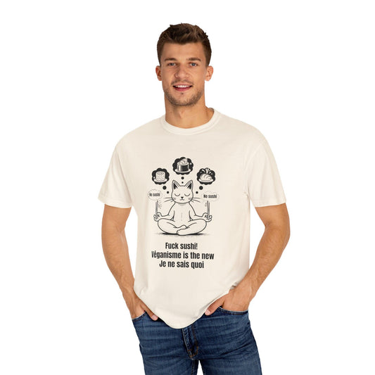 Zen Cat: Vegan Vibes French Edition Unisex T-shirt - Print Me Happiness