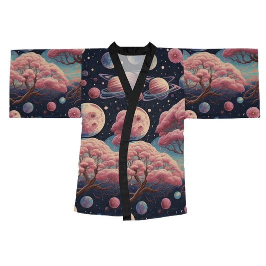 Galactic Sakura Dreamscape Long Sleeve Kimono Robe (AOP) - Print Me Happiness