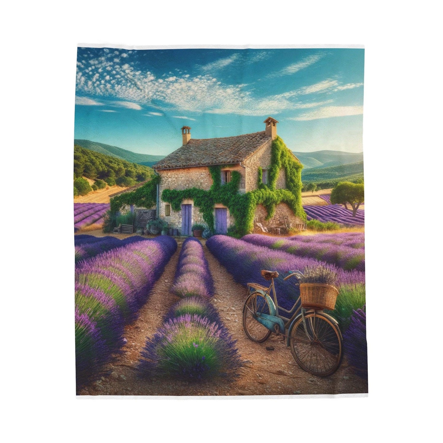 Provence Lavender Fields- Velveteen Plush Blanket - Print Me Happiness