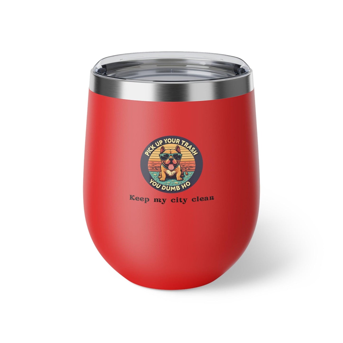 Eco-Warrior Pup: Clean Earth Advocate Copper Vacuum Insulated Wine Tumbler, 12oz- Cold/hot drinks - Print Me Happiness