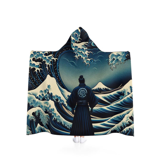 Mystic Samurai at Kanagawa Waves Hooded Blanket - Print Me Happiness