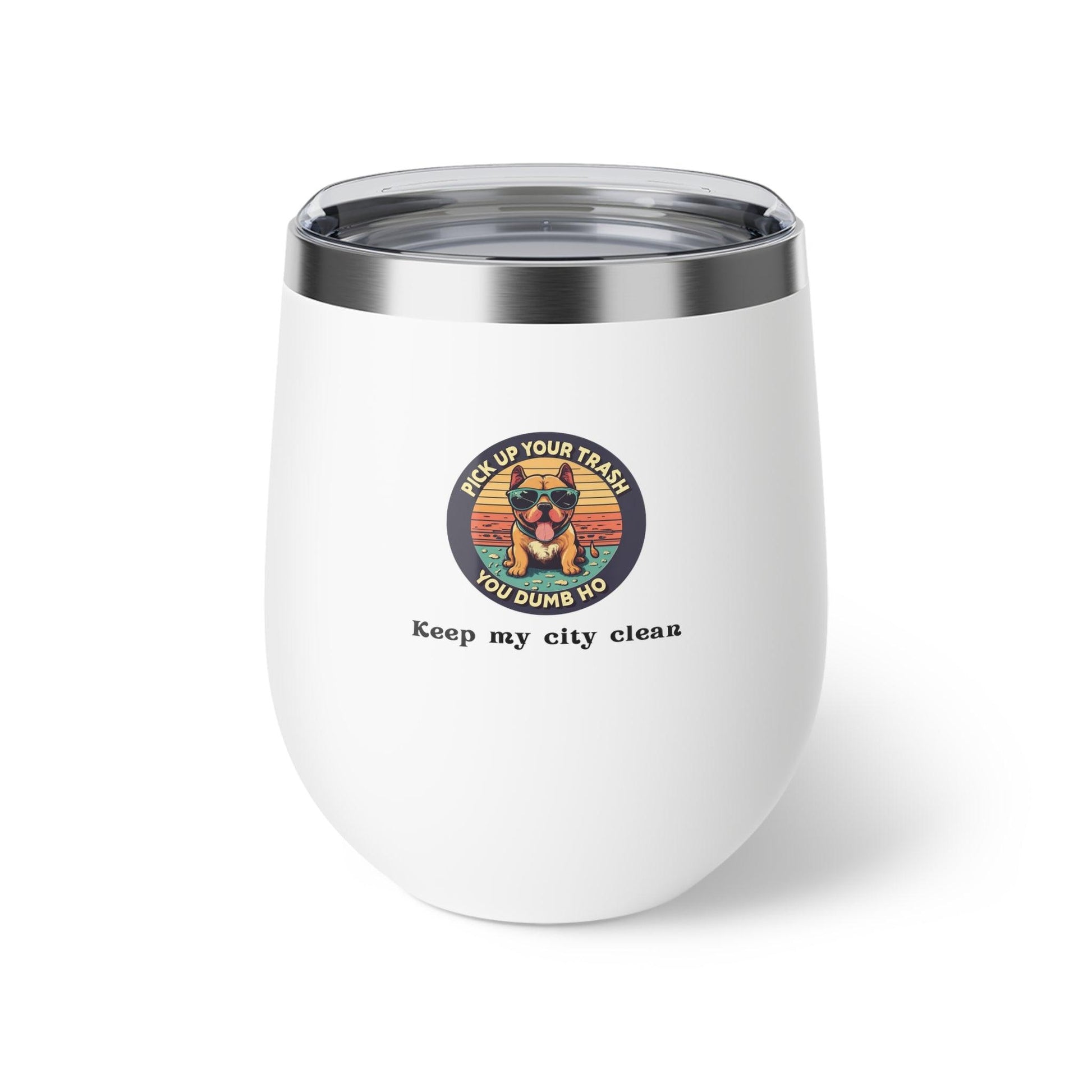 Eco-Warrior Pup: Clean Earth Advocate Copper Vacuum Insulated Wine Tumbler, 12oz- Cold/hot drinks - Print Me Happiness