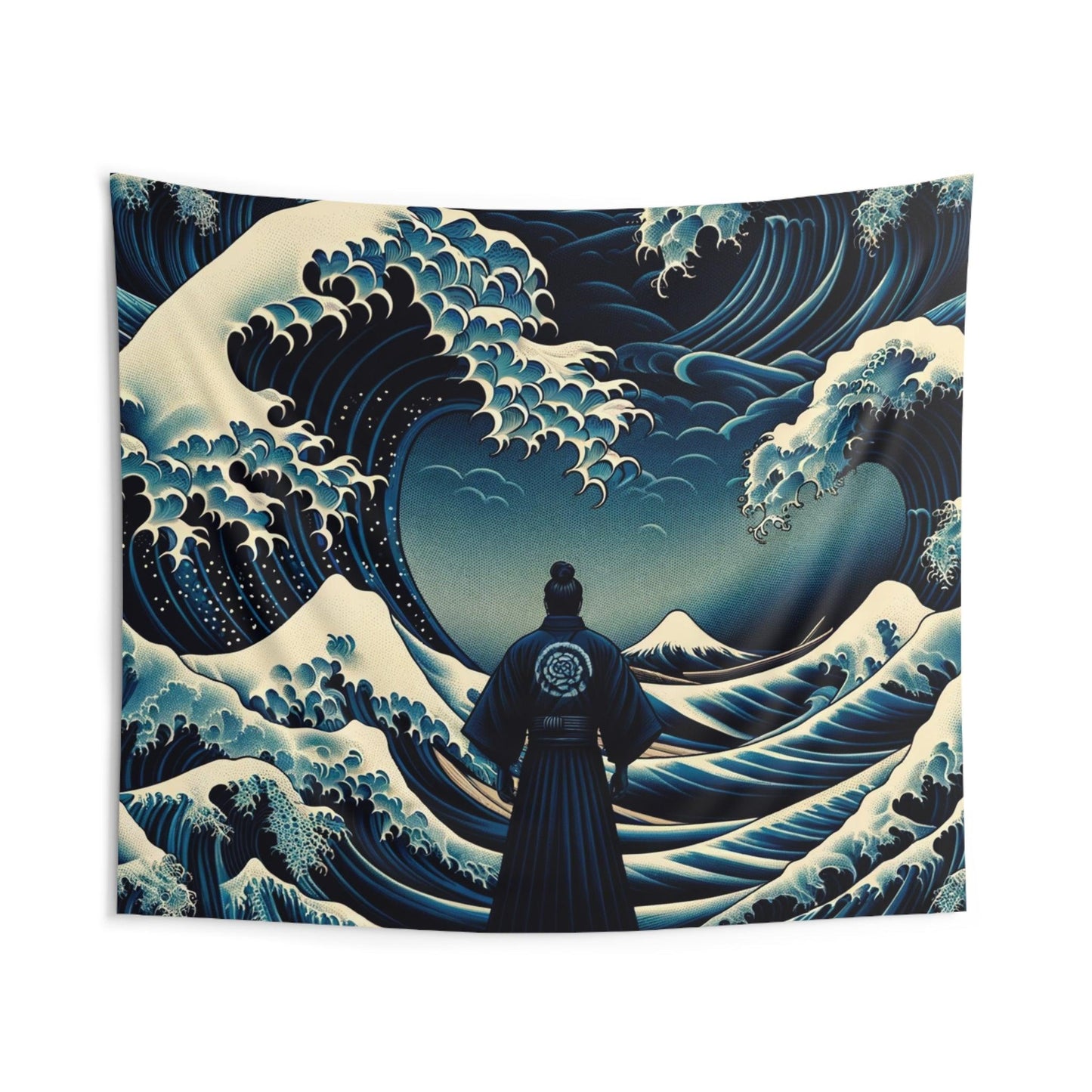 Mystic Samurai at Kanagawa Wave Indoor Wall Tapestries - Print Me Happiness