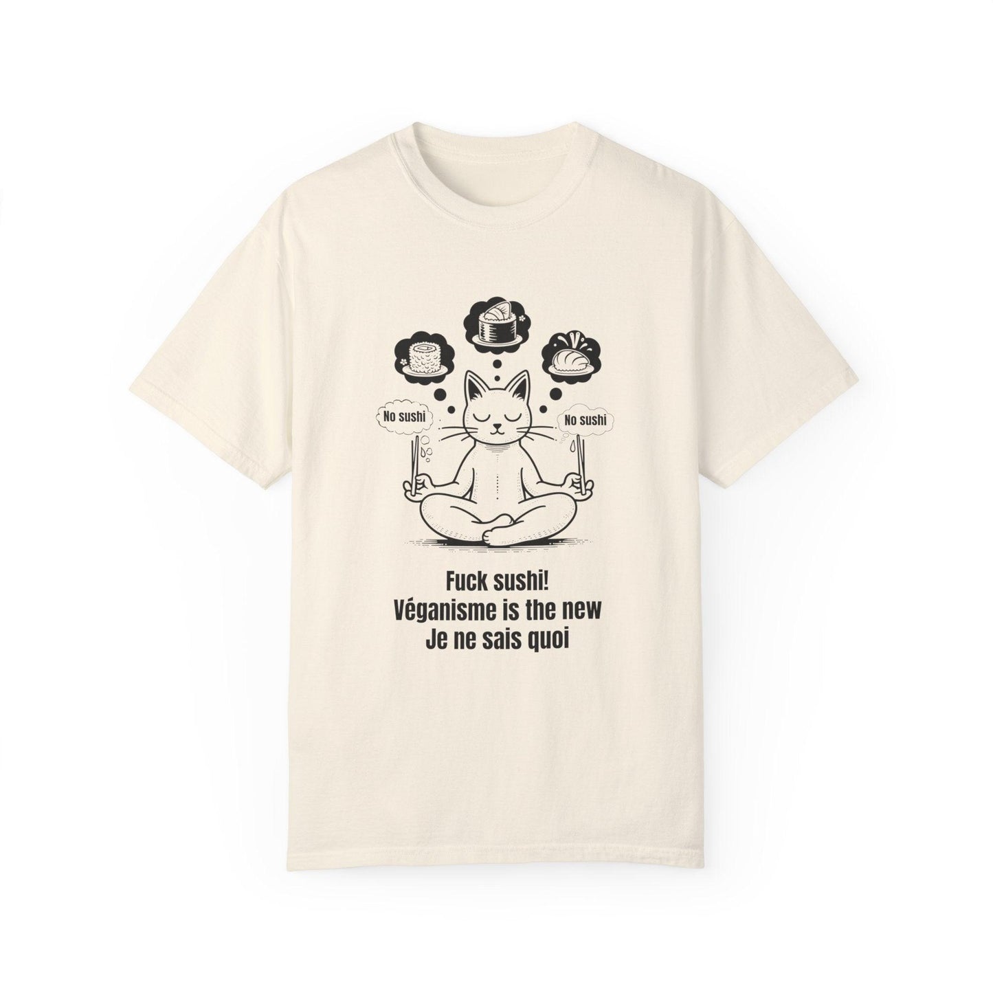 Zen Cat: Vegan Vibes French Edition Unisex T-shirt - Print Me Happiness