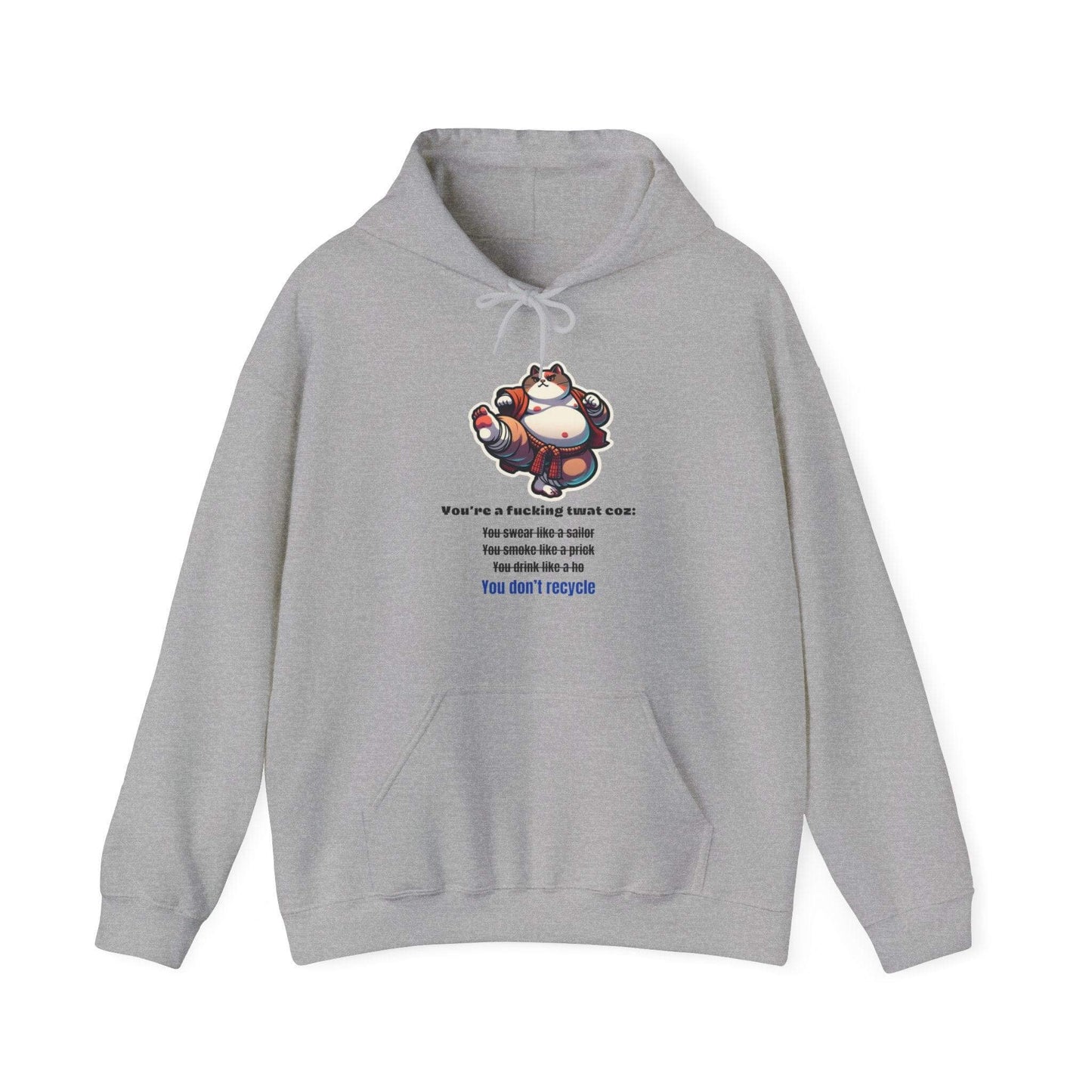 Eco Warrior Cat Hooded Sweatshirt - Embrace Recycling Unisex Heavy Blend™ - Print Me Happiness