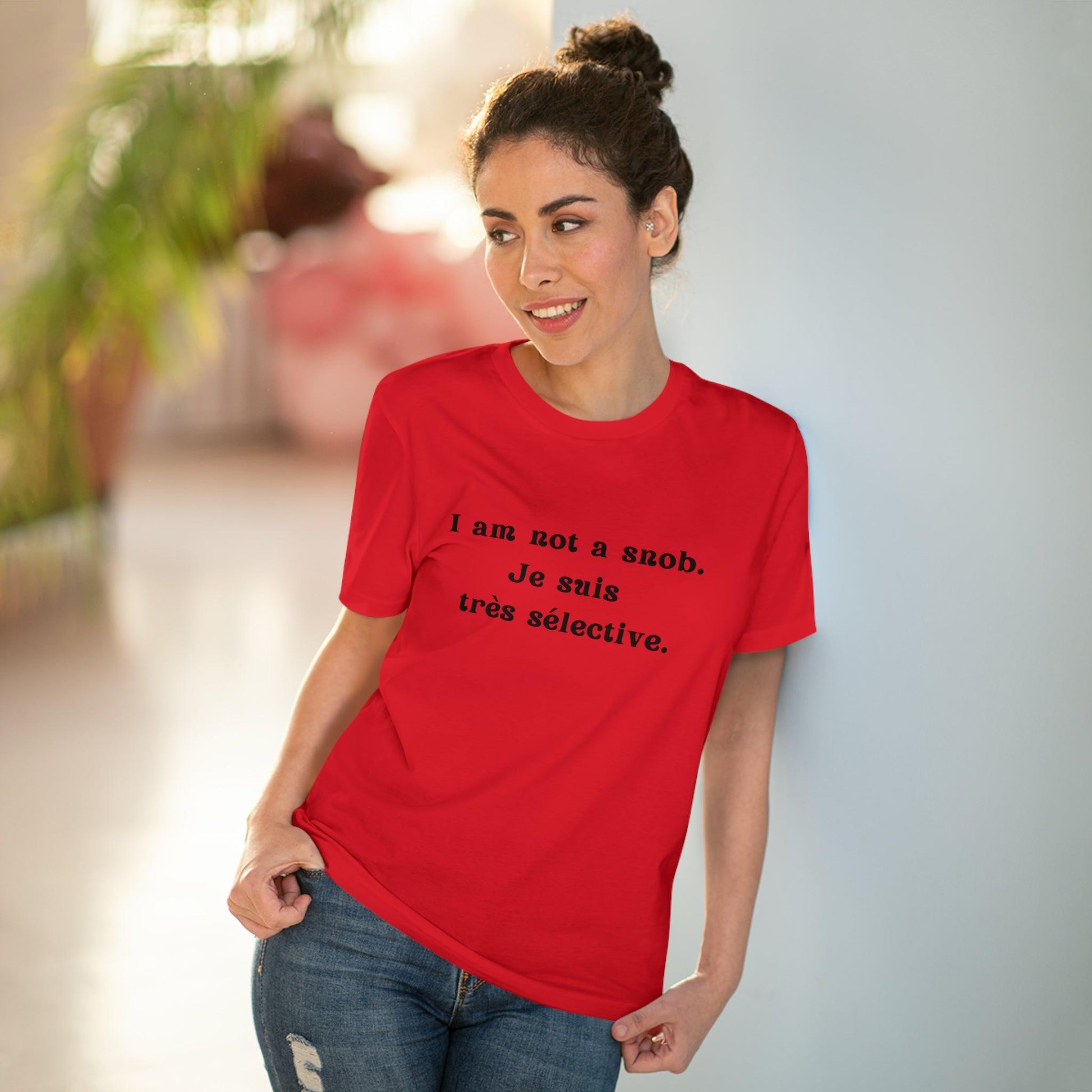 Eco-Friendly Wit: Organic Women's Tee for French Language & Culture Enthusiasts - Print Me Happiness