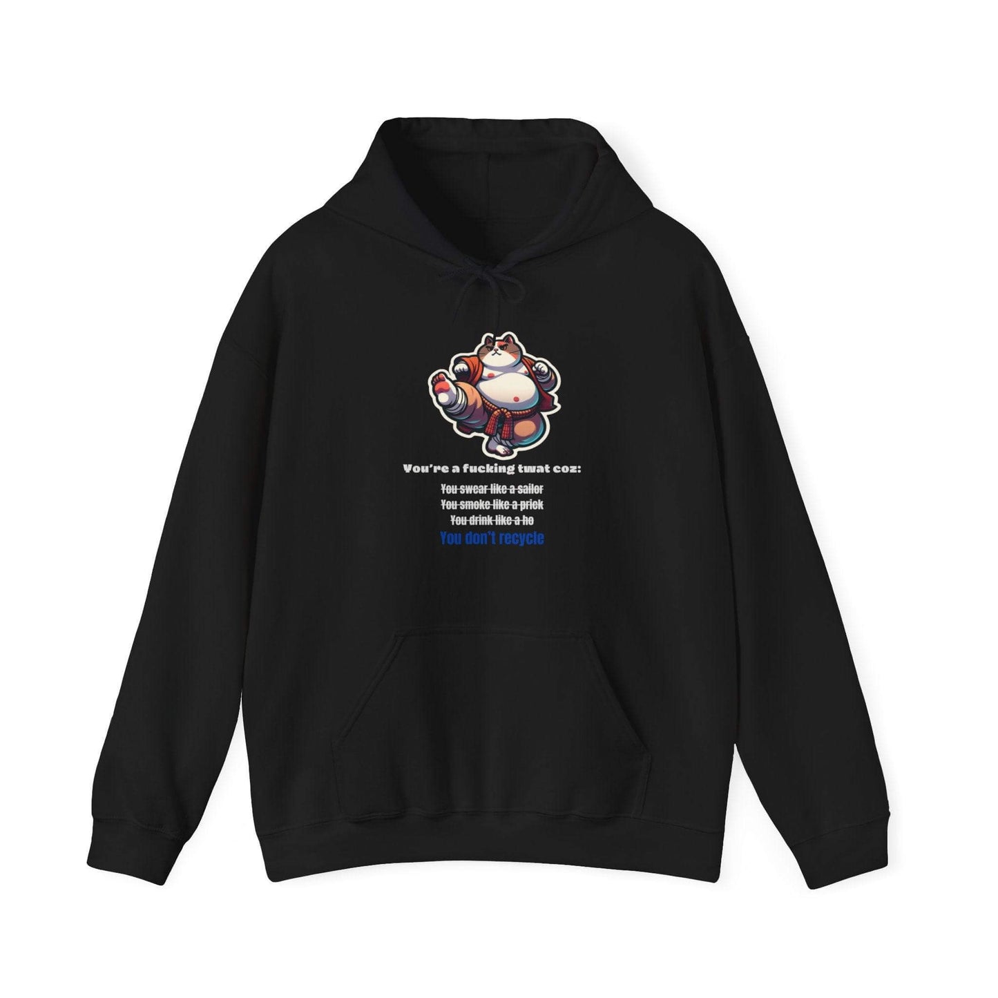 Eco Warrior Cat Hooded Sweatshirt - Embrace Recycling Unisex Heavy Blend™ - Print Me Happiness