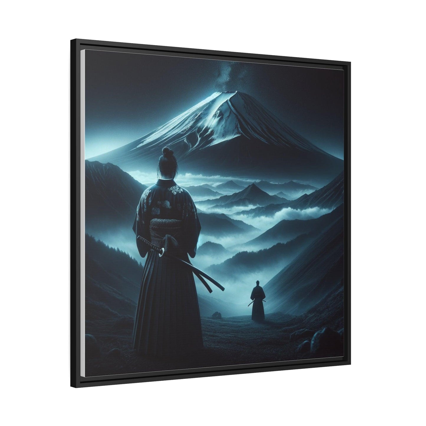 Samurai's Silhouette Against Mount Fuji Canvas Print- Matte Canvas, Black Frame - Print Me Happiness