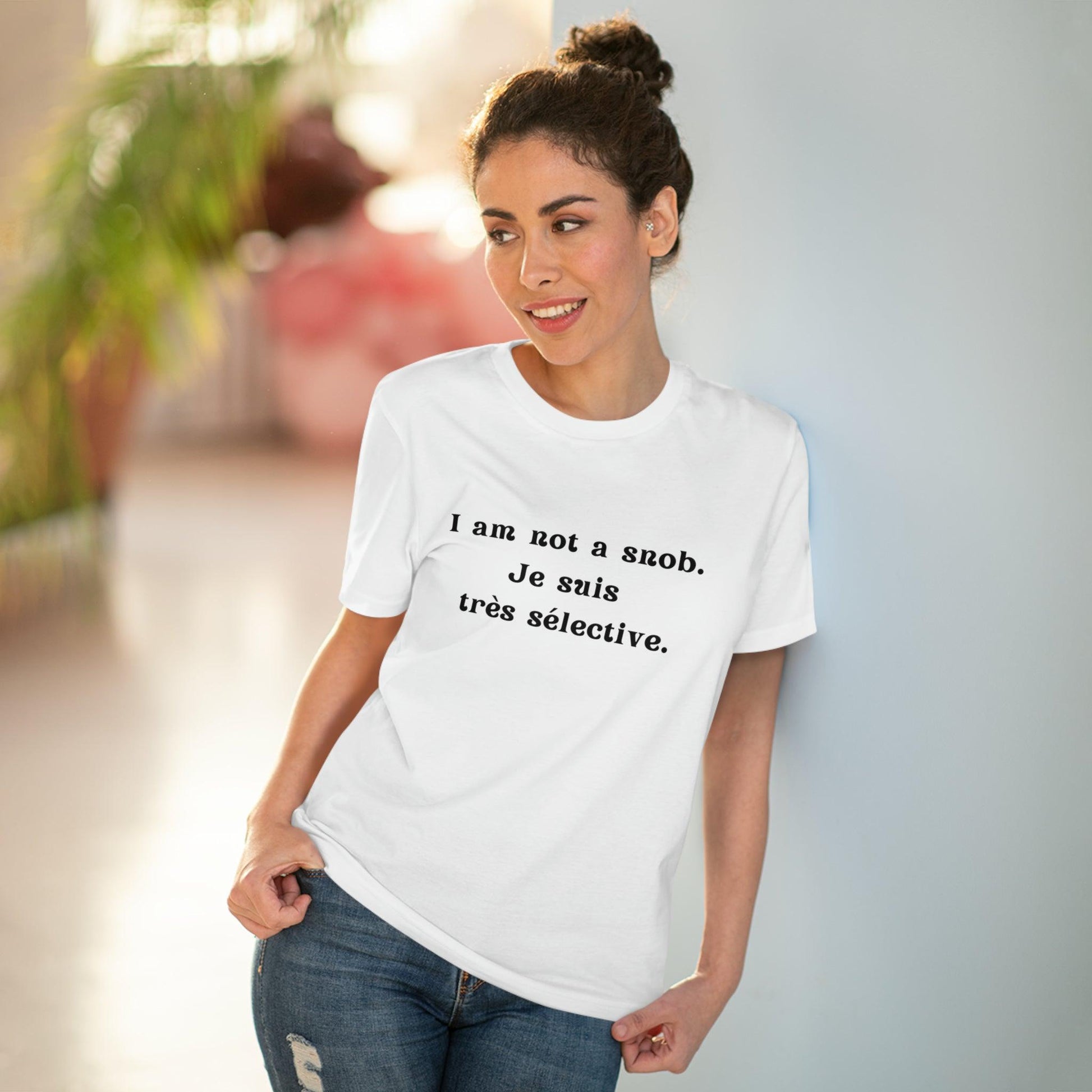 Eco-Friendly Wit: Organic Women's Tee for French Language & Culture Enthusiasts - Print Me Happiness