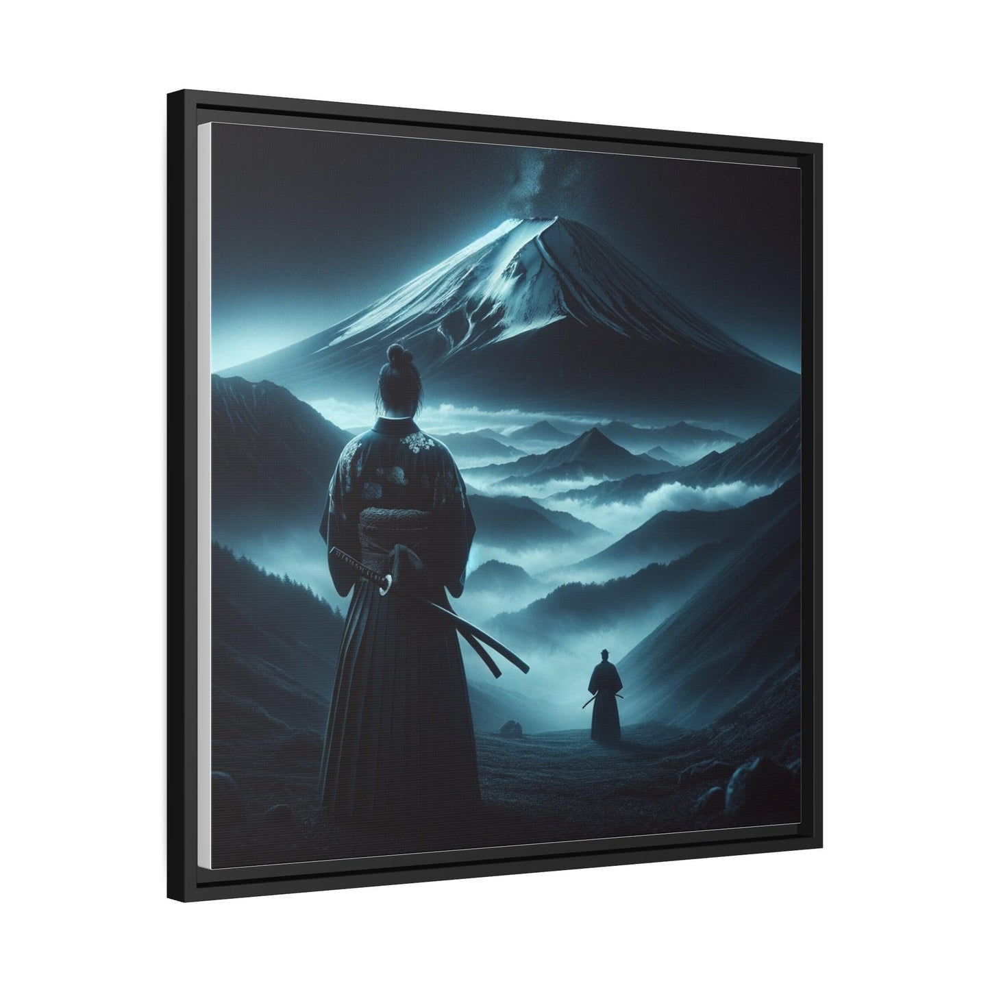 Samurai's Silhouette Against Mount Fuji Canvas Print- Matte Canvas, Black Frame - Print Me Happiness