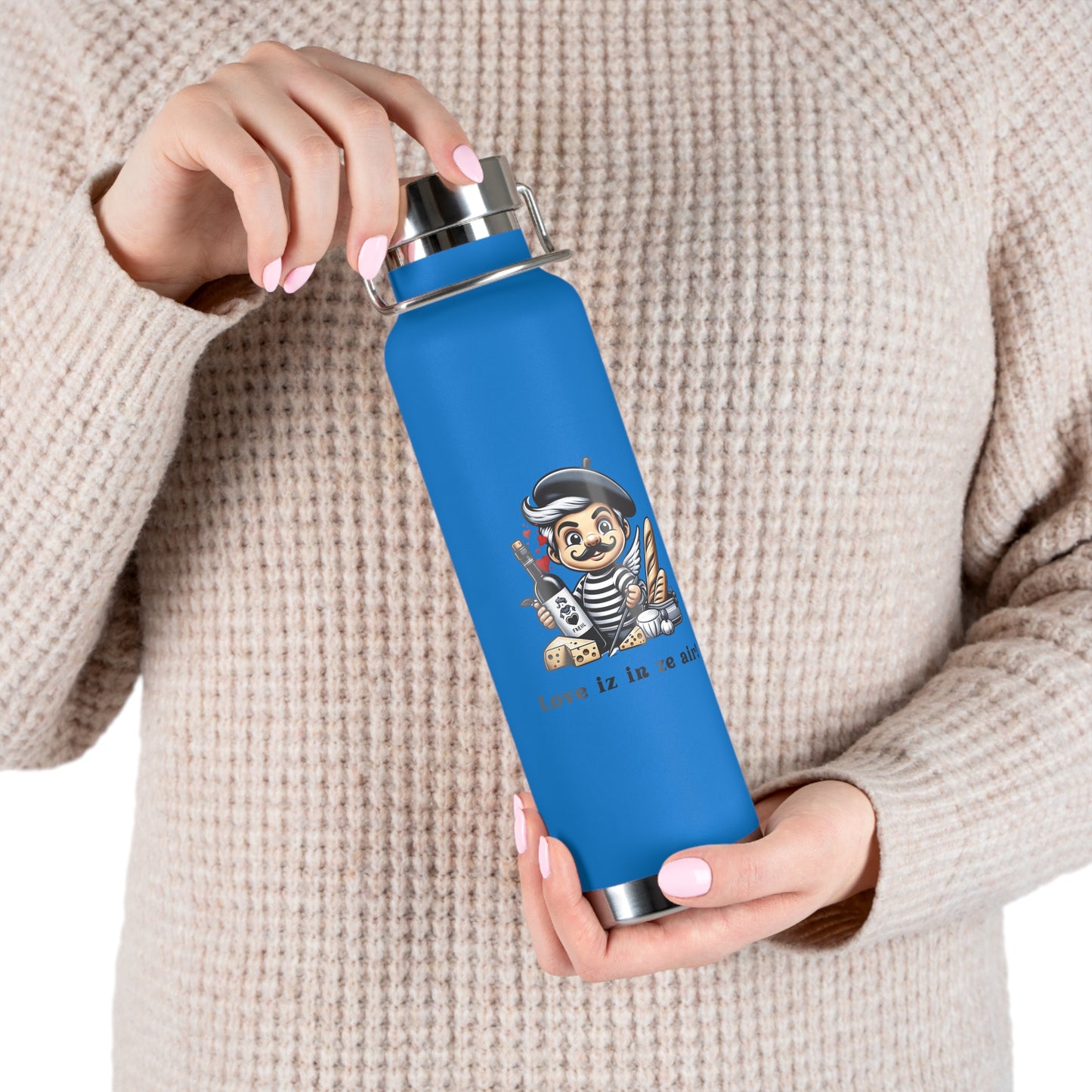 French Cupid's copper insulated bottle