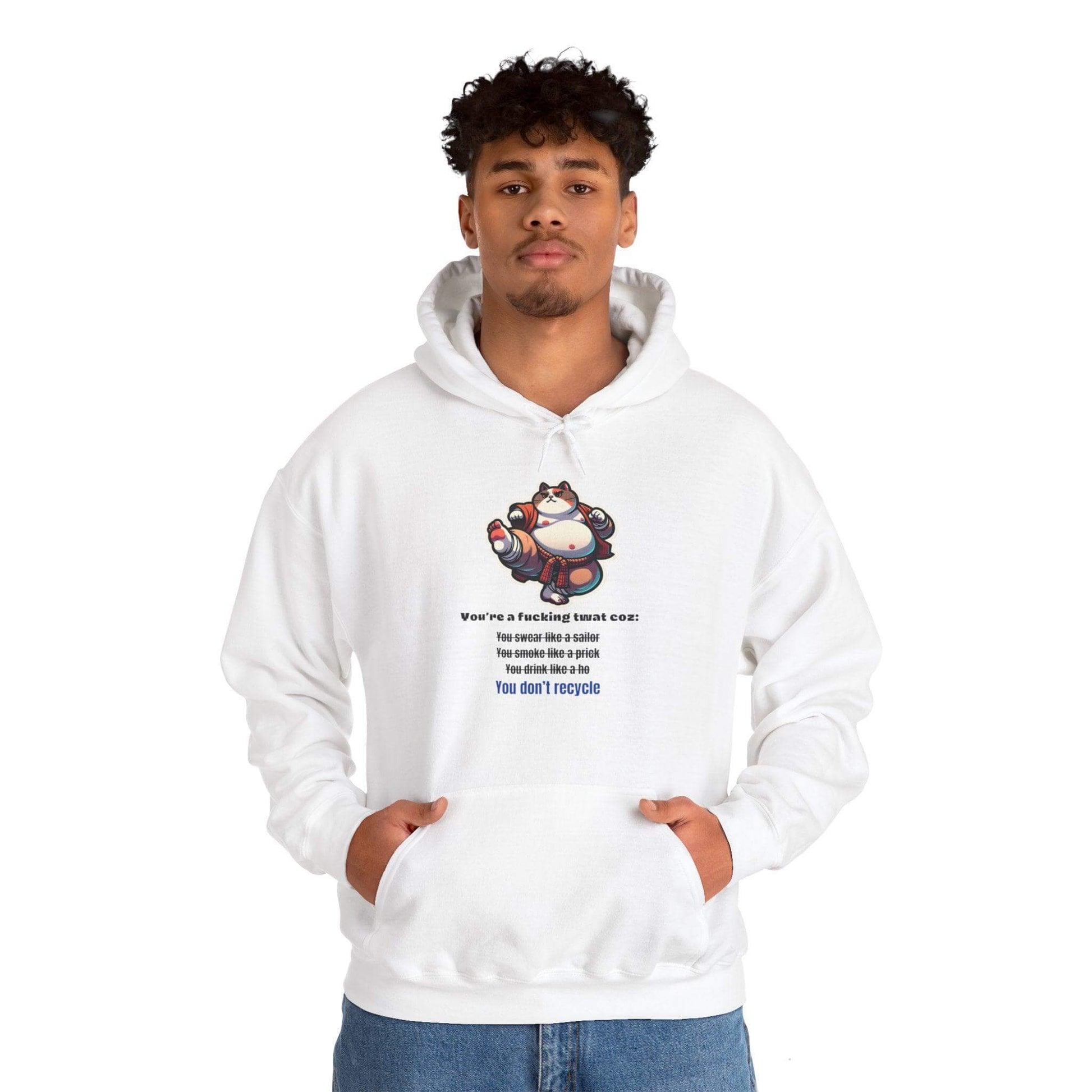 Eco Warrior Cat Hooded Sweatshirt - Embrace Recycling Unisex Heavy Blend™ - Print Me Happiness