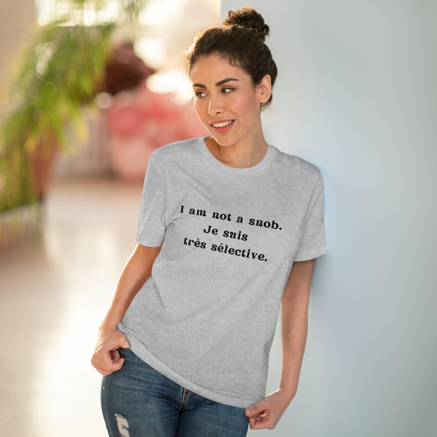 Eco-Friendly Wit: Organic Women's Tee for French Language & Culture Enthusiasts - Print Me Happiness