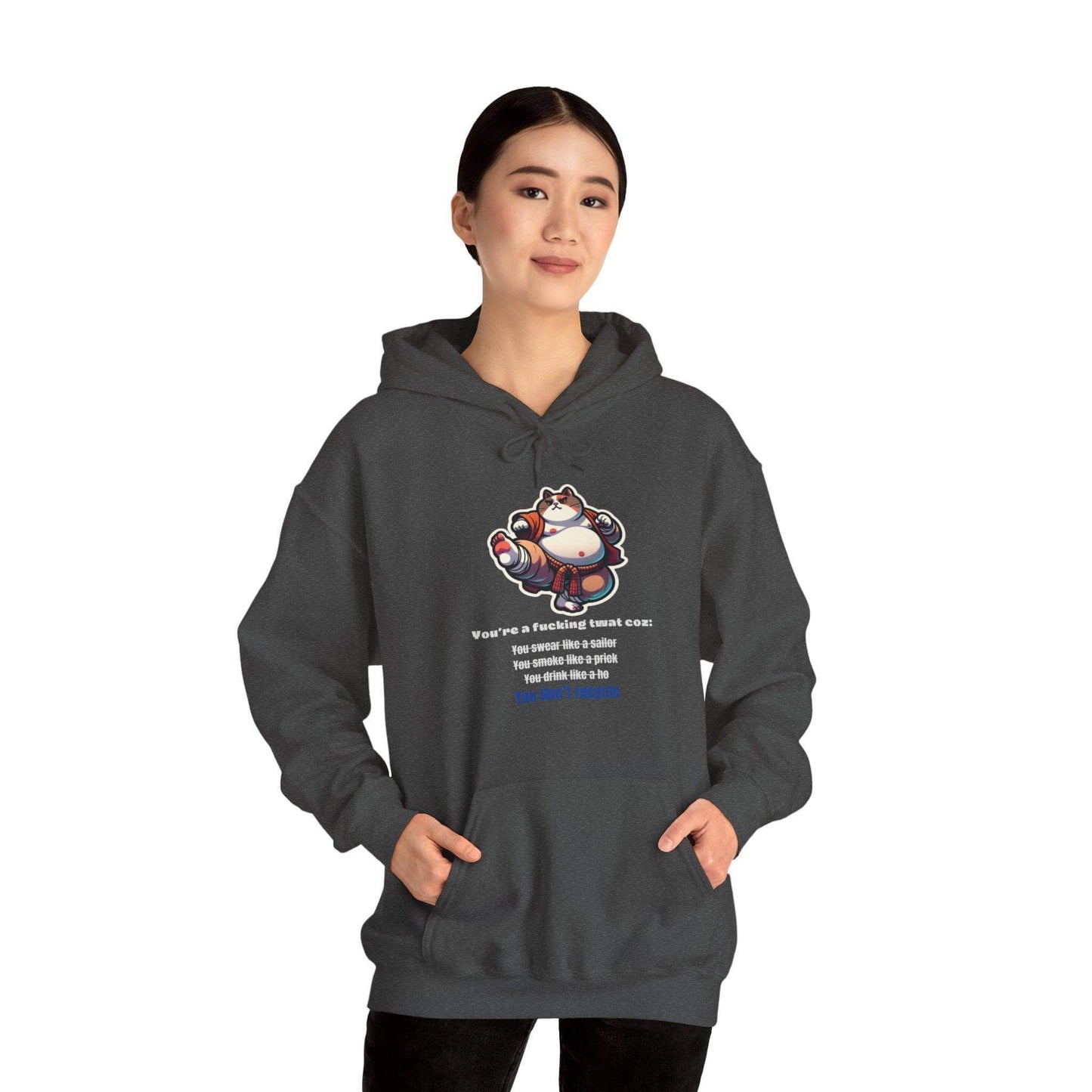 Eco Warrior Cat Hooded Sweatshirt - Embrace Recycling Unisex Heavy Blend™ - Print Me Happiness