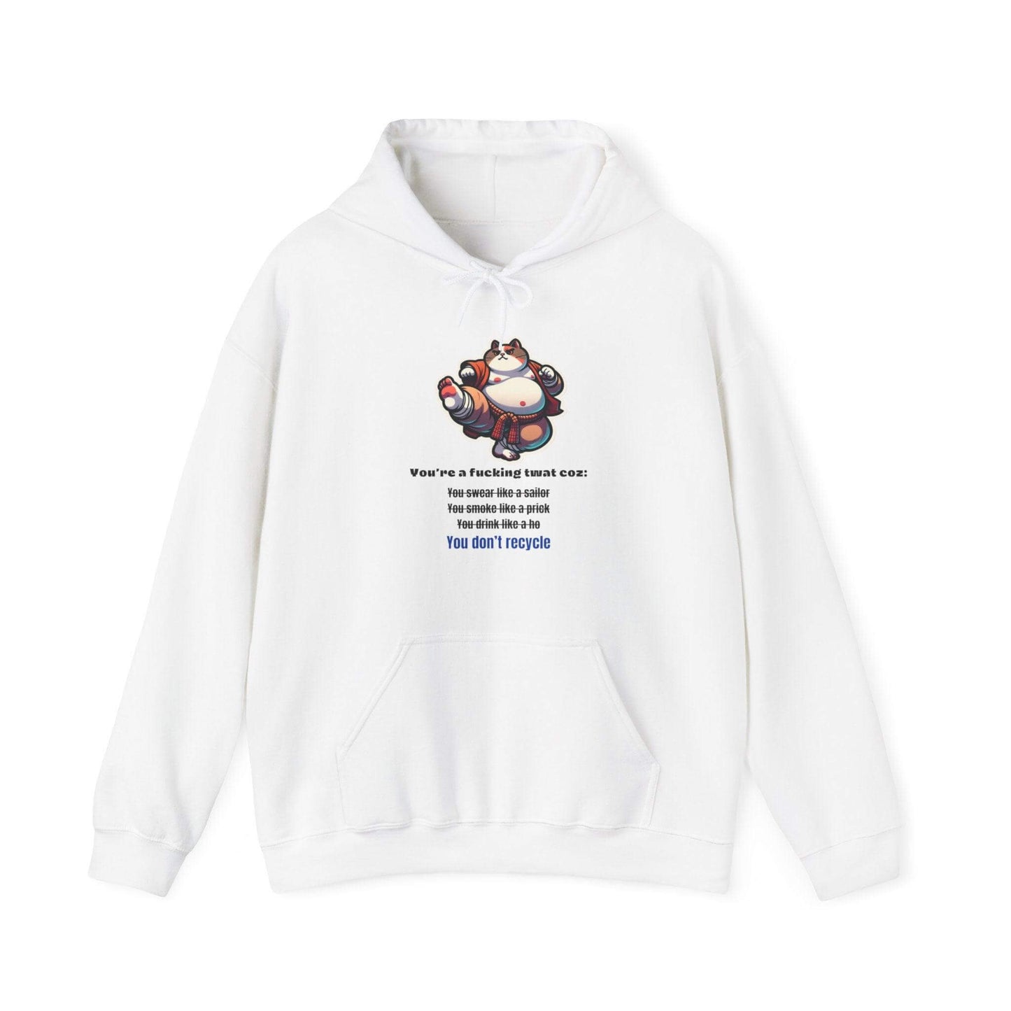 Eco Warrior Cat Hooded Sweatshirt - Embrace Recycling Unisex Heavy Blend™ - Print Me Happiness