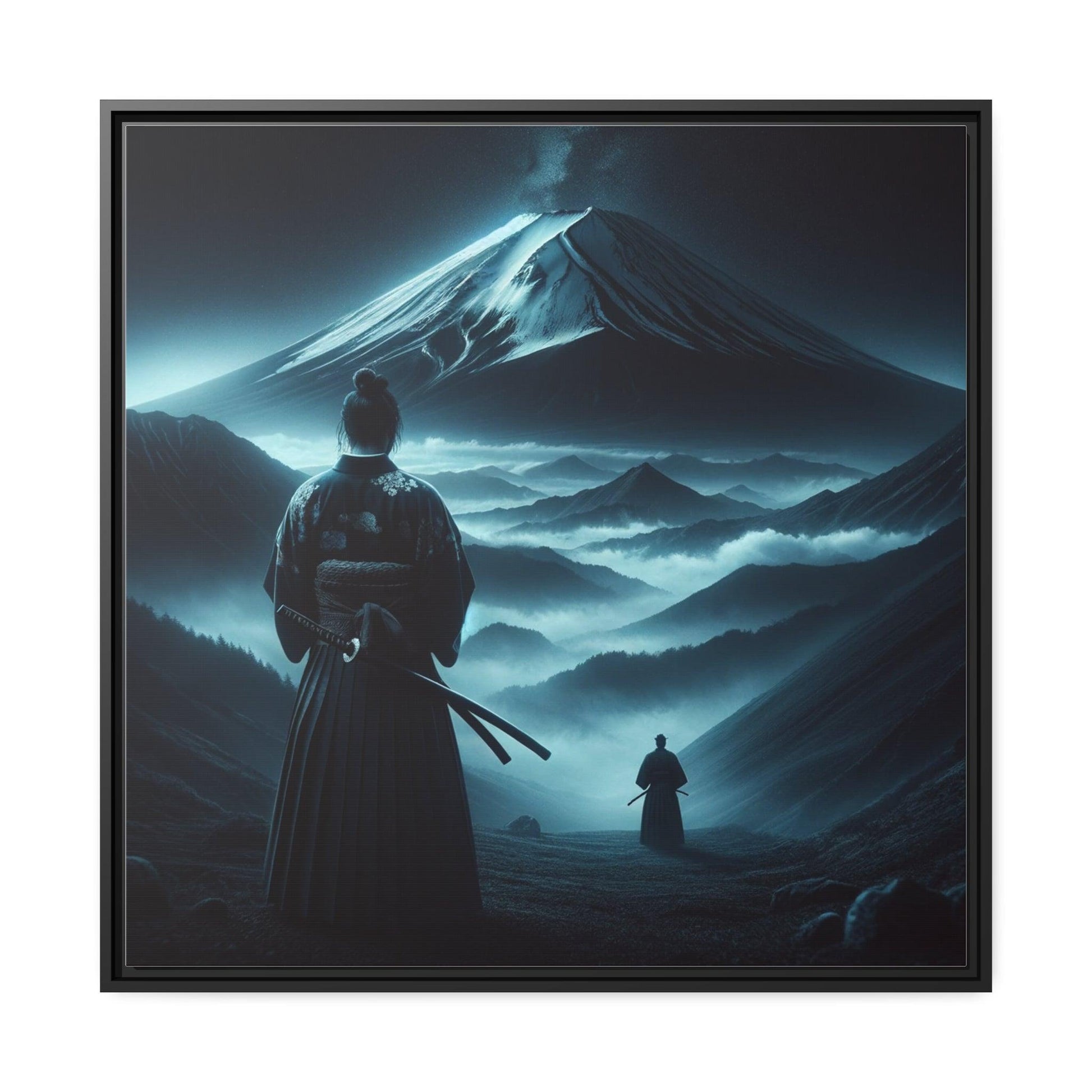 Samurai's Silhouette Against Mount Fuji Canvas Print- Matte Canvas, Black Frame - Print Me Happiness