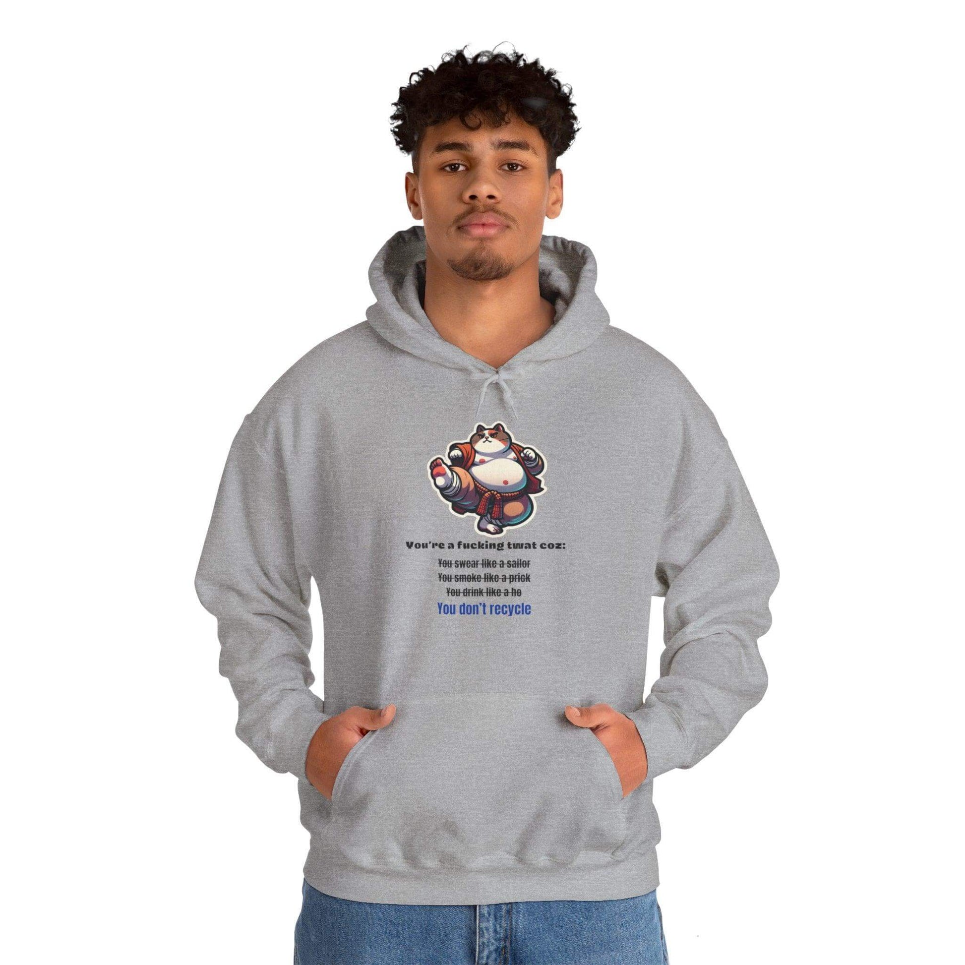 Eco Warrior Cat Hooded Sweatshirt - Embrace Recycling Unisex Heavy Blend™ - Print Me Happiness