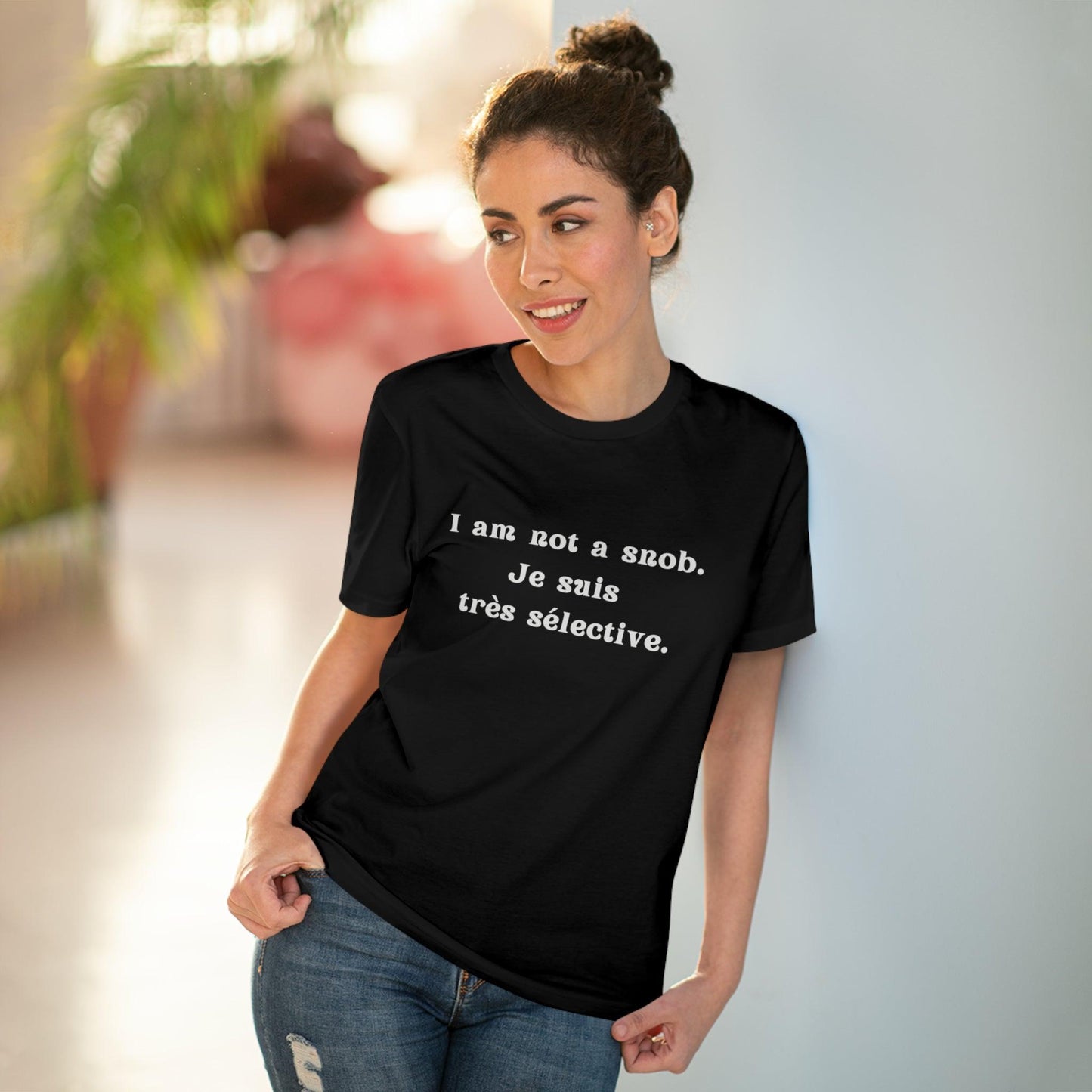 Eco-Friendly Wit: Organic Women's Tee for French Language & Culture Enthusiasts - Print Me Happiness